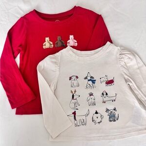 GAP toddler holiday shirts christmas dogs and teddies 2-3Y